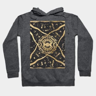 Gold and Black Zodiac Universe Graphic Hoodie